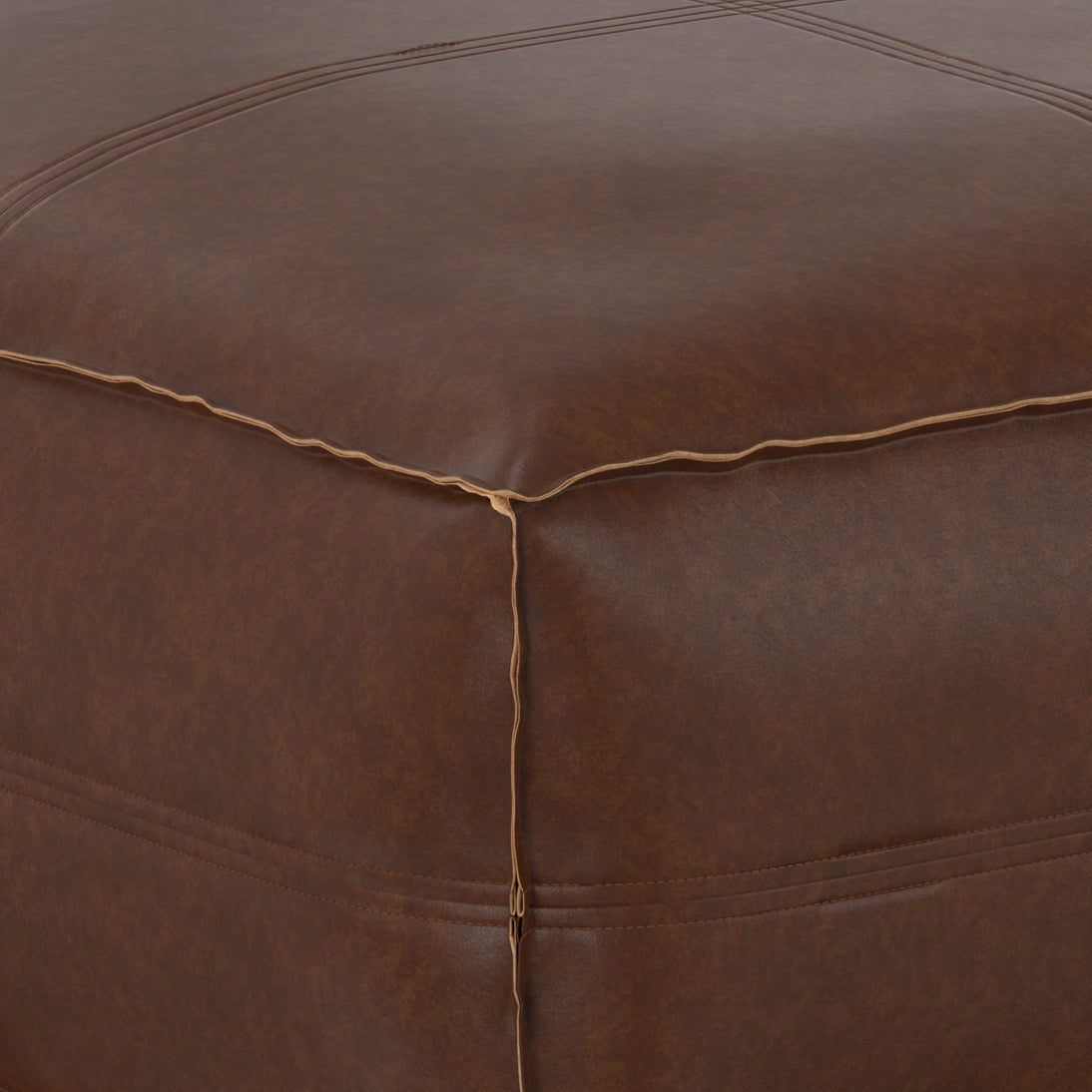 Brody - Large Square Coffee Table Pouf - Distressed Dark Brown