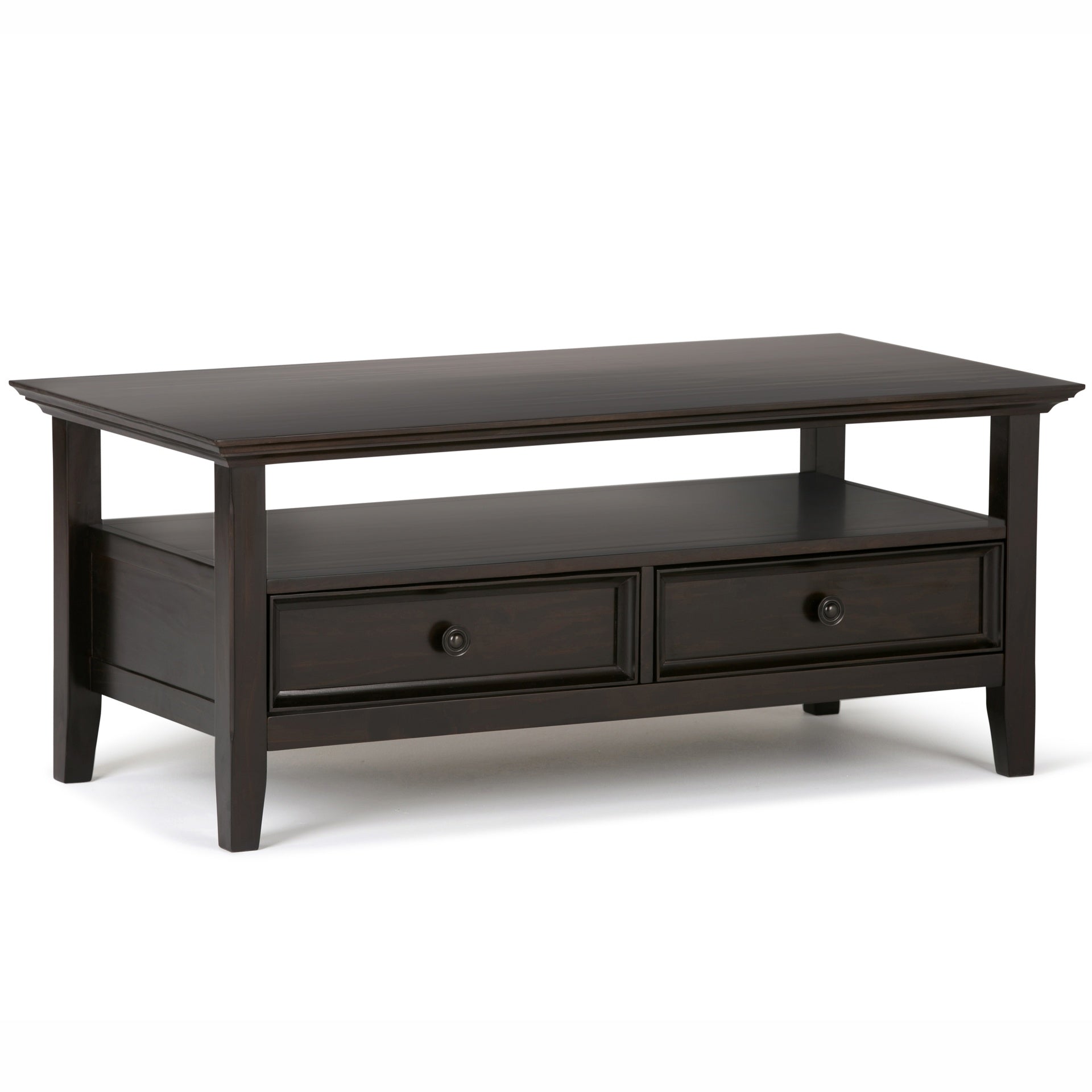 Amherst 44 inch Wide Solid Wood Coffee Table in Hickory Brown