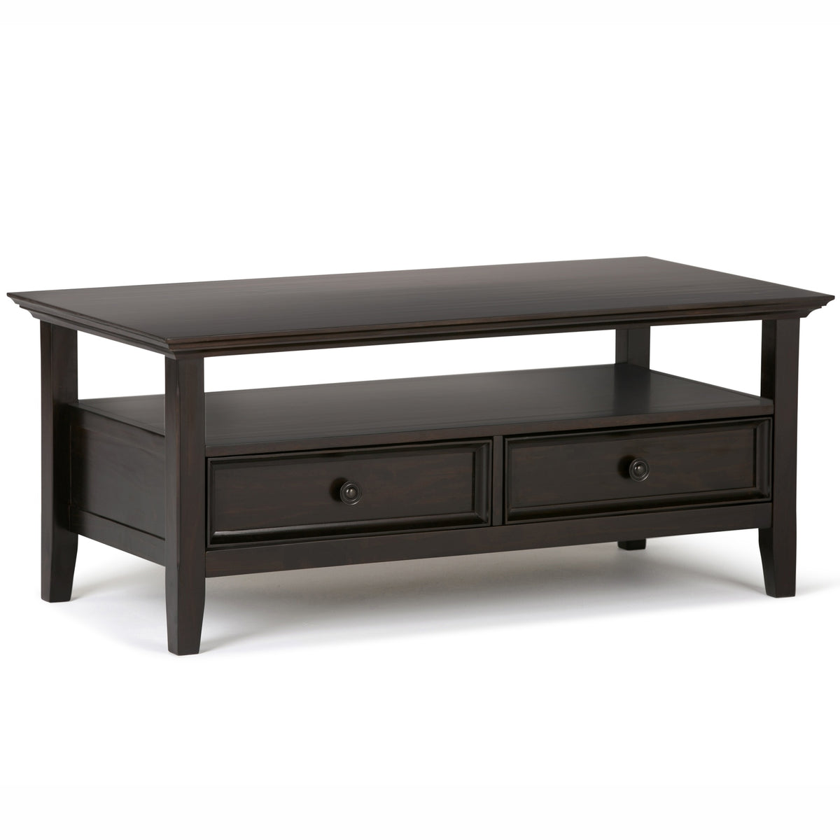 Amherst 44 inch Wide Solid Wood Coffee Table in Hickory Brown