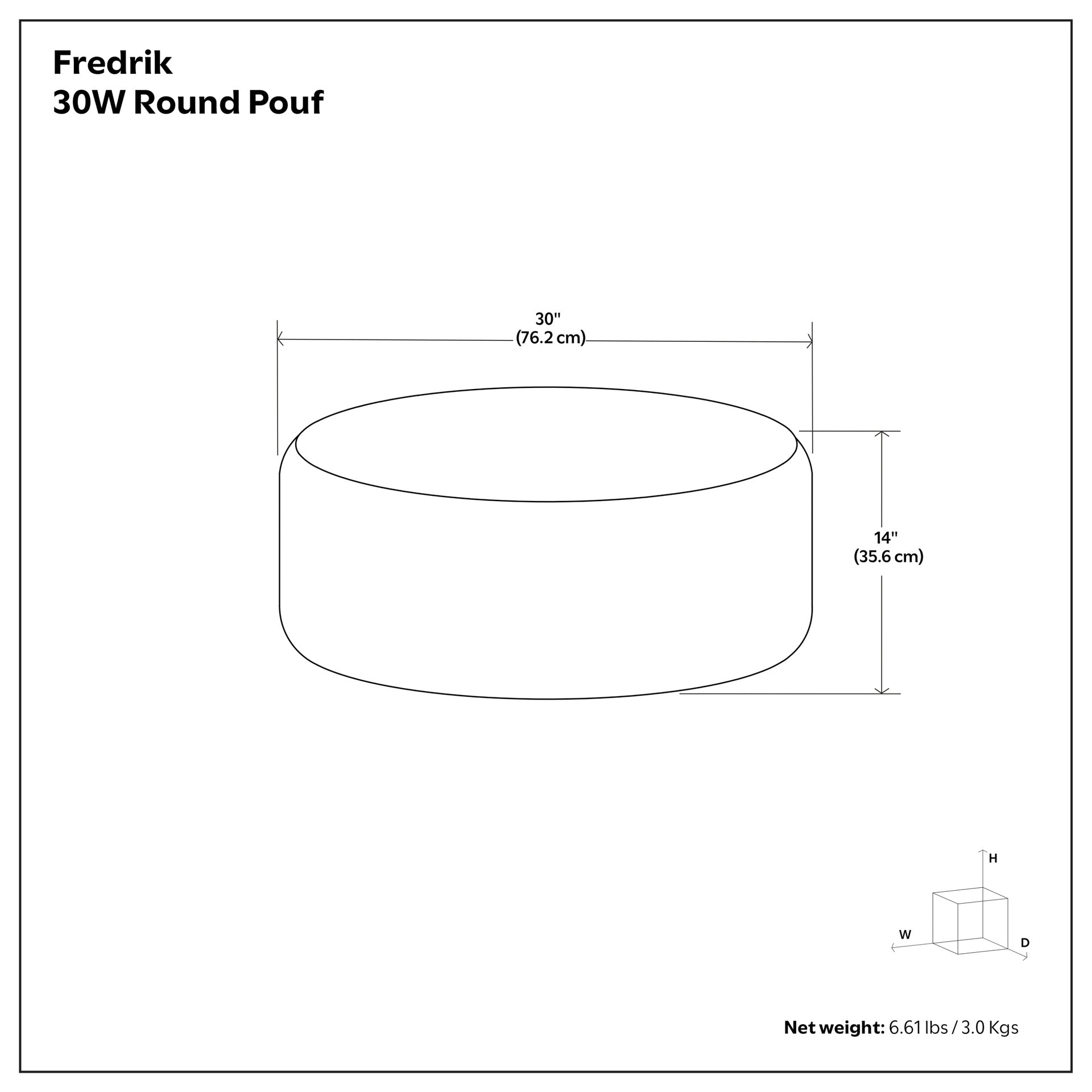 Fredrik 30 inch Round Pouf