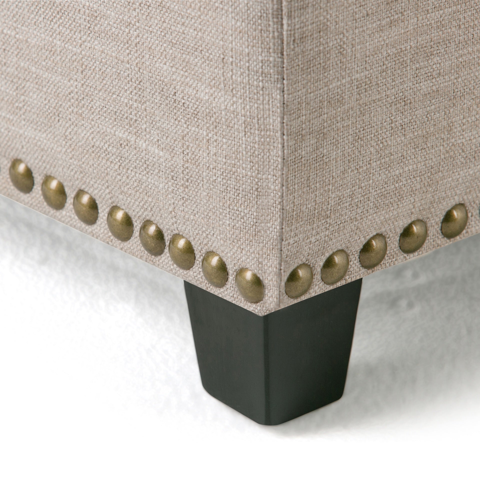 Kingsley 48 inch Wide Large Storage Ottoman in Natural Linen-Look Fabric