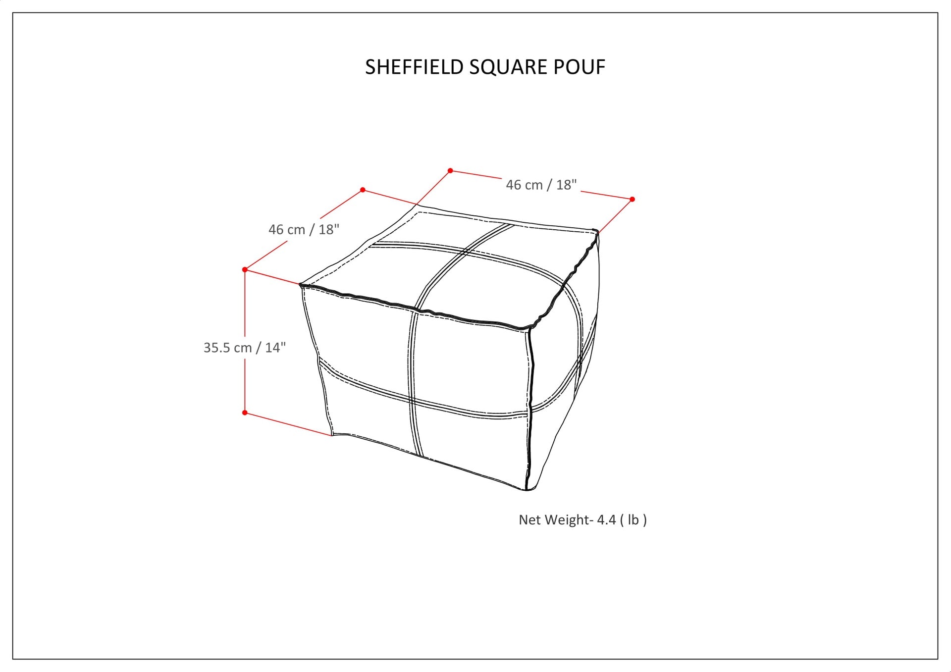 Sheffield - Square Pouf - Brown