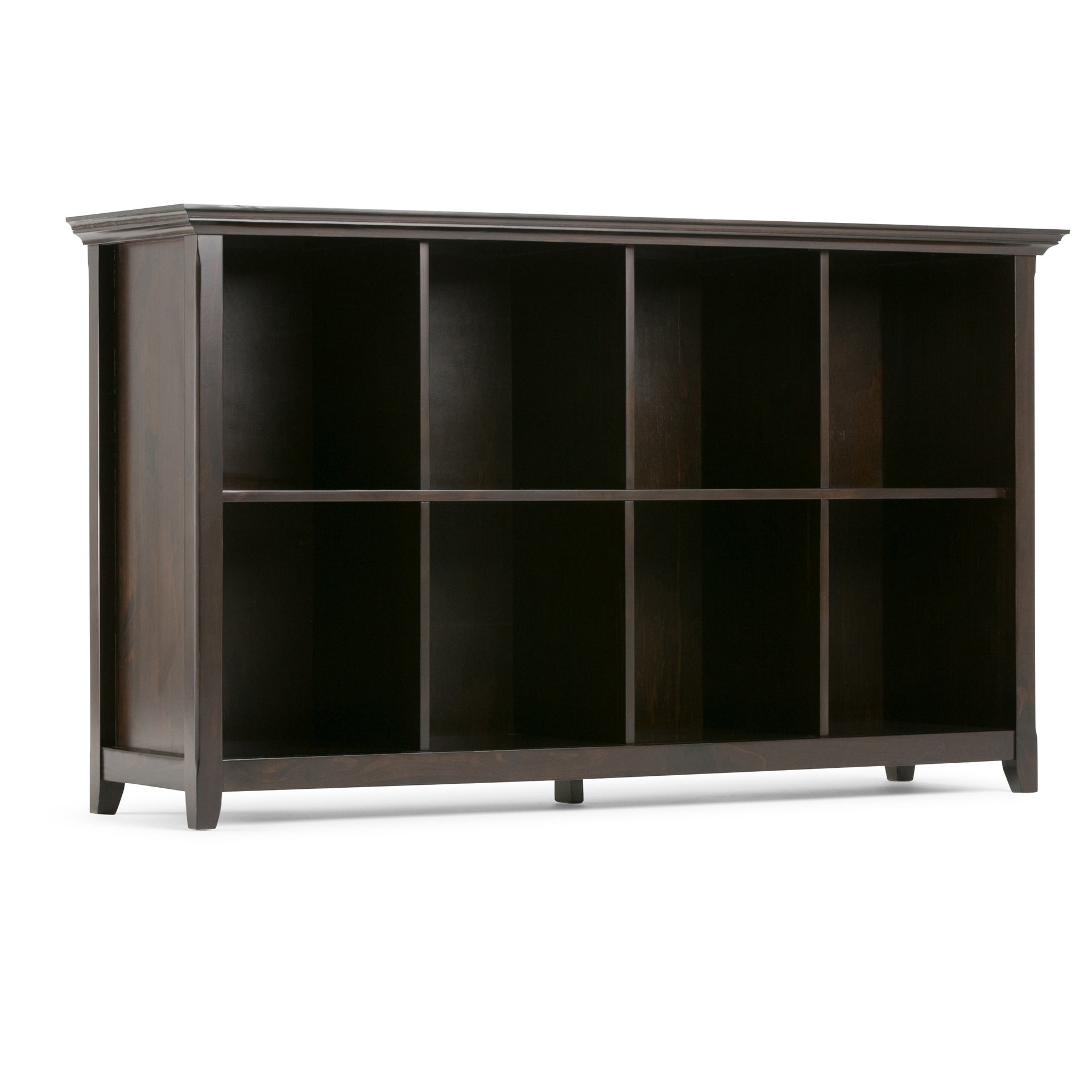 Amherst 57 inch Wide Solid Wood 8 Cube Storage Sofa Table in Hickory Brown