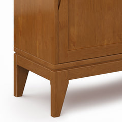 Harper 30 inch Wide Solid Hardwood Mid-Century Modern Low Storage Cabinet in Teak Brown