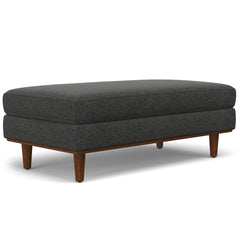 Morrison Large Rectangular Ottoman in Charcoal Grey Woven-Blend Fabric
