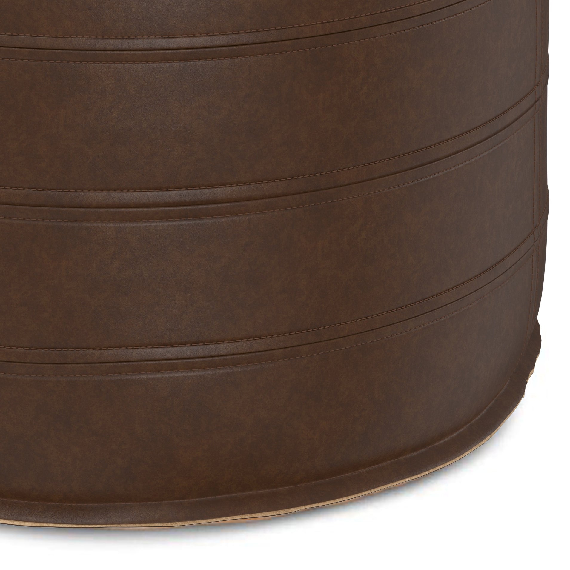 Brody - 20" Round Pouf - Distressed Dark Brown