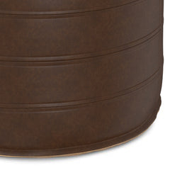 Brody - 20" Round Pouf - Distressed Dark Brown