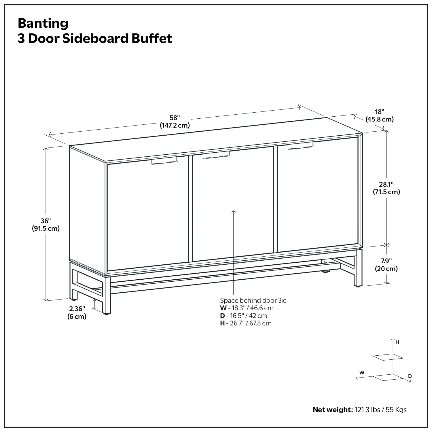 Banting 3 Door Sideboard Buffet