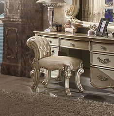 Vendome Fabric, Gold Patina & Bone Finish Vanity Stool
