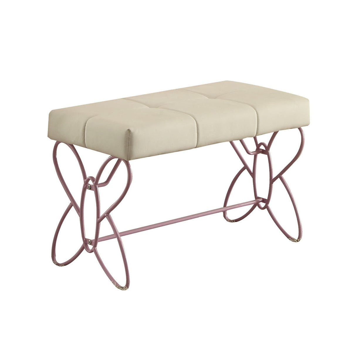 Priya II White & Light Synthetic Leather Purple Finish Bench
