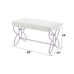 Priya II White & Light Synthetic Leather Purple Finish Bench