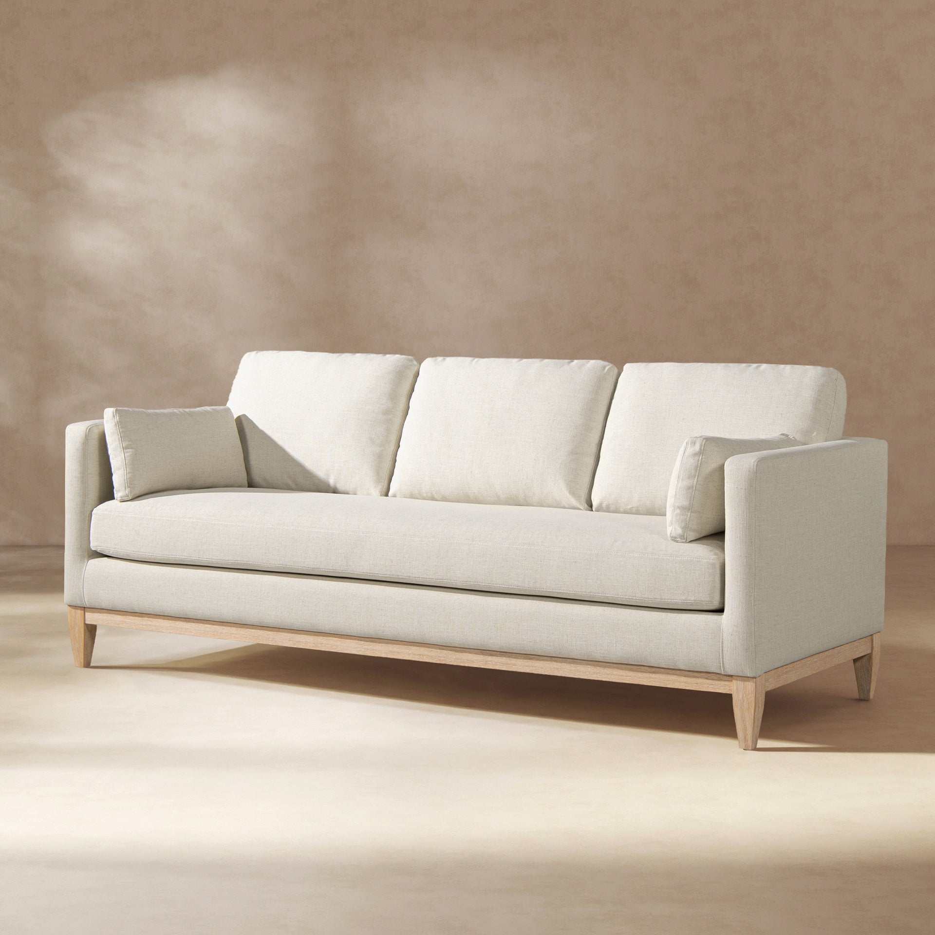 Knox 84" Modern Farmhouse Sofa, Flax White Linen