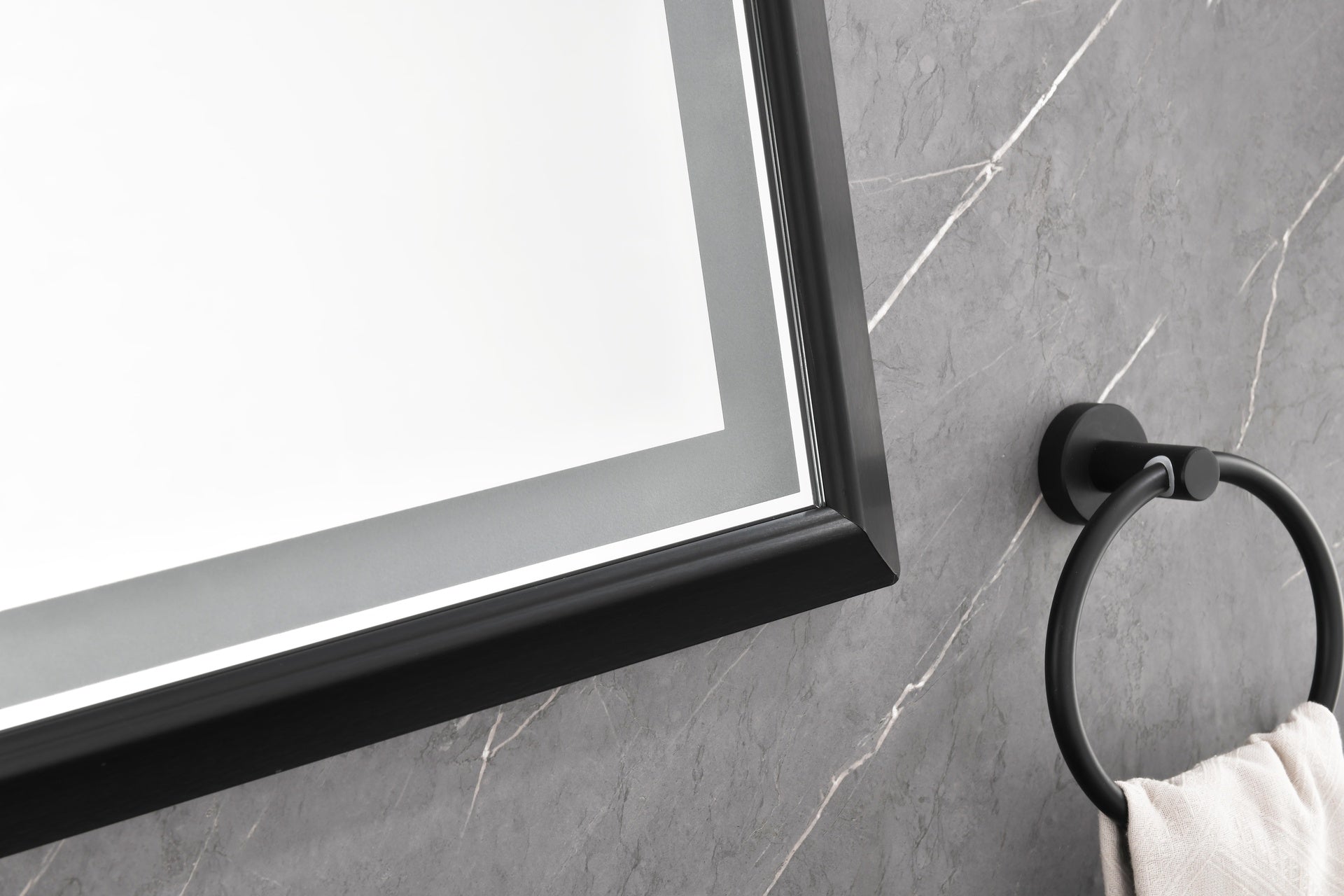 60 x 48 Inch LED Bathroom Mirror with Aluminum Frame, Wall Mounted Vanity Mirror, Anti-Fog, Memory, 3 Colors, Stepless Dimmable