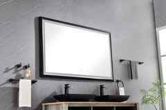 60 x 48 Inch LED Bathroom Mirror with Aluminum Frame, Wall Mounted Vanity Mirror, Anti-Fog, Memory, 3 Colors, Stepless Dimmable