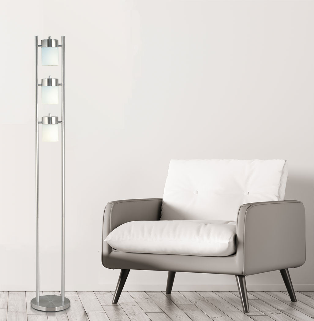 65"H 3-WHITE-HEAD WITH TWO WAY ADJUSTABLE FLOOR LAMP (1 PC/CTN/ 1.10 Cu Ft/12.32 G.W. lbs)