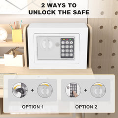 Secure Safe With Key And Password Money Home Safe, 0.23 Cubic Feet Small Safe, Mini Storage Cabinet, Suitable For Home Use, Can Store Money, Documents, And Valuable Items