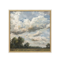 39.4x39.4" Large Square Countryside Canvas Art with Soft Multicolored Details