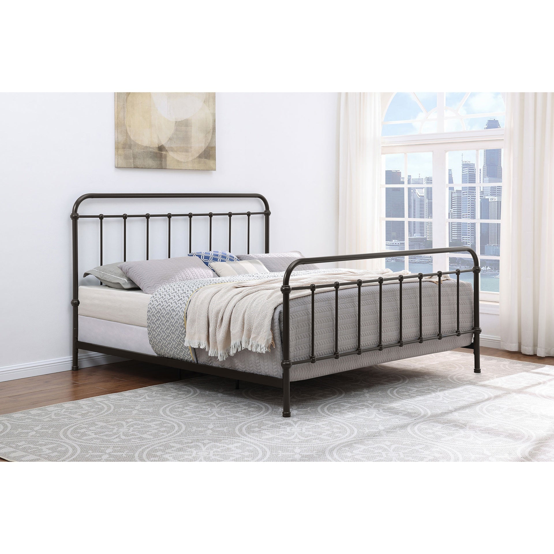 Olaleye Dark Bronze Metal Spindle Eastern King Panel Bed