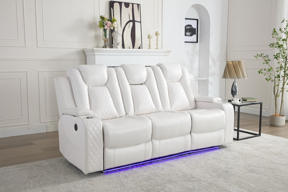 MSPM070 3+2 Power reclining sofa with DDT / LED Strip / reading light / USB charging port / cup holders / storage WHITE color