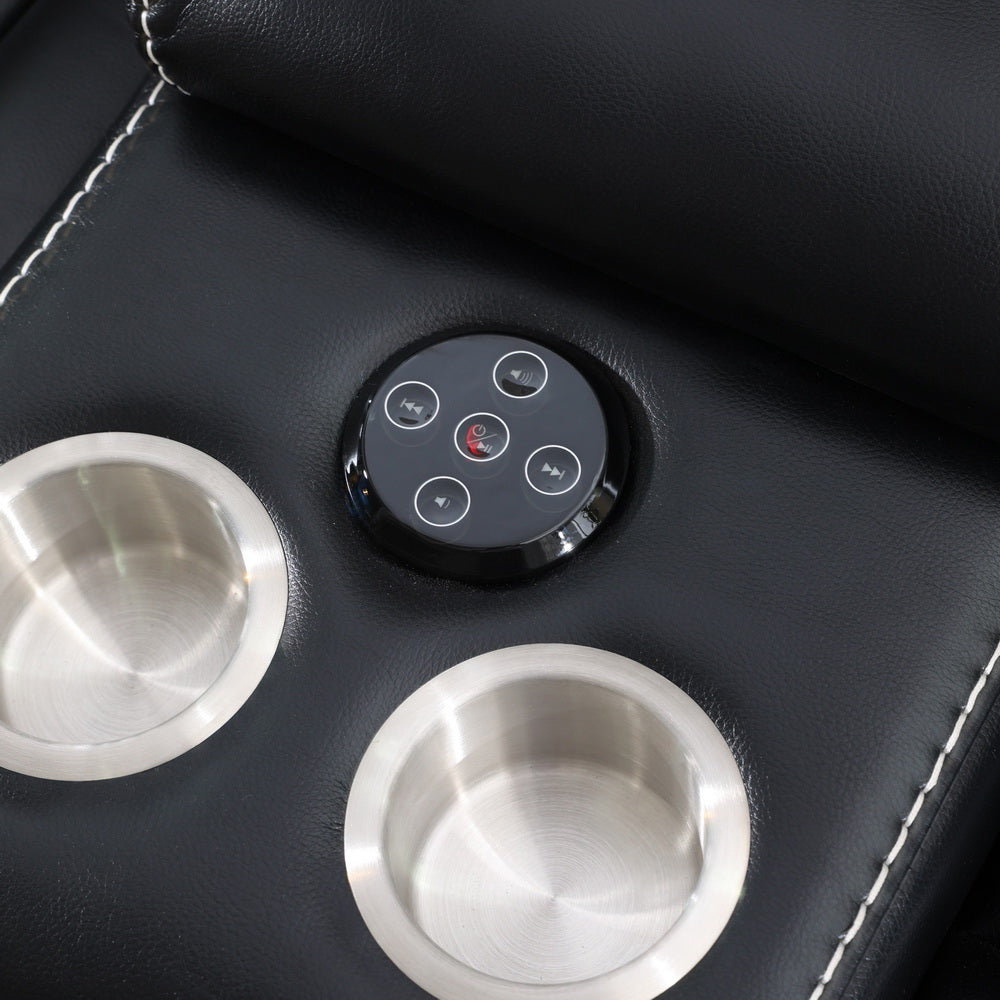 MSPM070 Power reclining loveseat with Speaker/ LED Strip / USB charging port / cup holders / storage BLACK color