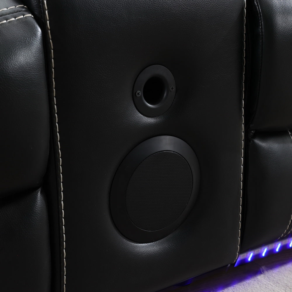 MSPM070 Power reclining loveseat with Speaker/ LED Strip / USB charging port / cup holders / storage BLACK color
