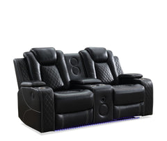 MSPM070 Power reclining loveseat with Speaker/ LED Strip / USB charging port / cup holders / storage BLACK color