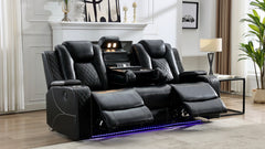 MSPM070 3+2 Power reclining sofa with DDT / LED Strip / reading light / USB charging port / cup holders / storage BLACK color