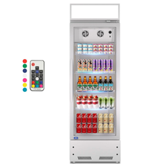 8 Cu.ft Merchandiser Refrigerator, 35~46℉, 21.7" W Glass Door Upright Display Refrigerator, Beverage Cooler, LED Lighting, Drink Fridge-Black, for Home Restaurant Grocery Silver
