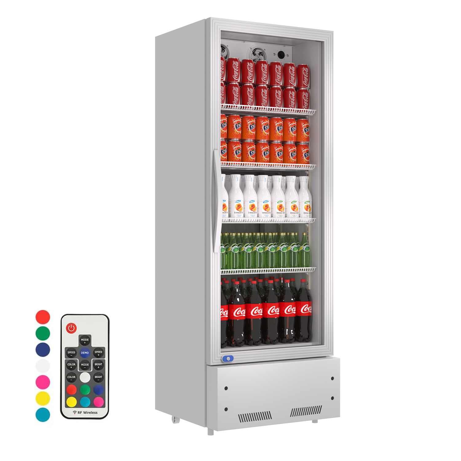 Commercial Display Refrigerator, Upright Swing Glass Door Merchandiser Fridge with LED Lightning, Reach-in Beverage Cooler for Shop Restaurant, ETL Approved, 10.9 Cu. Ft, SILVER