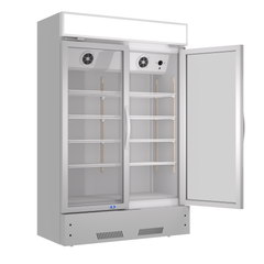 Commercial Refrigerator 2 Glass Door Reach In Cooler, Commercial Display Merchandiser Fridge, Capacity 17.1 cuft, ETL Approved, Silver