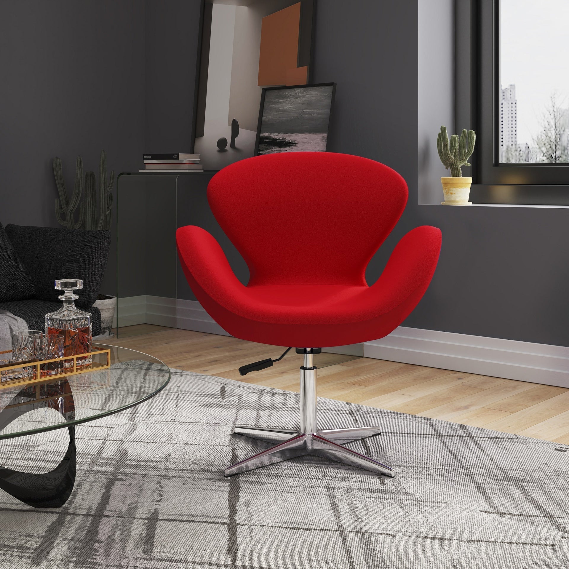 Swivel Lounge Chair in Red