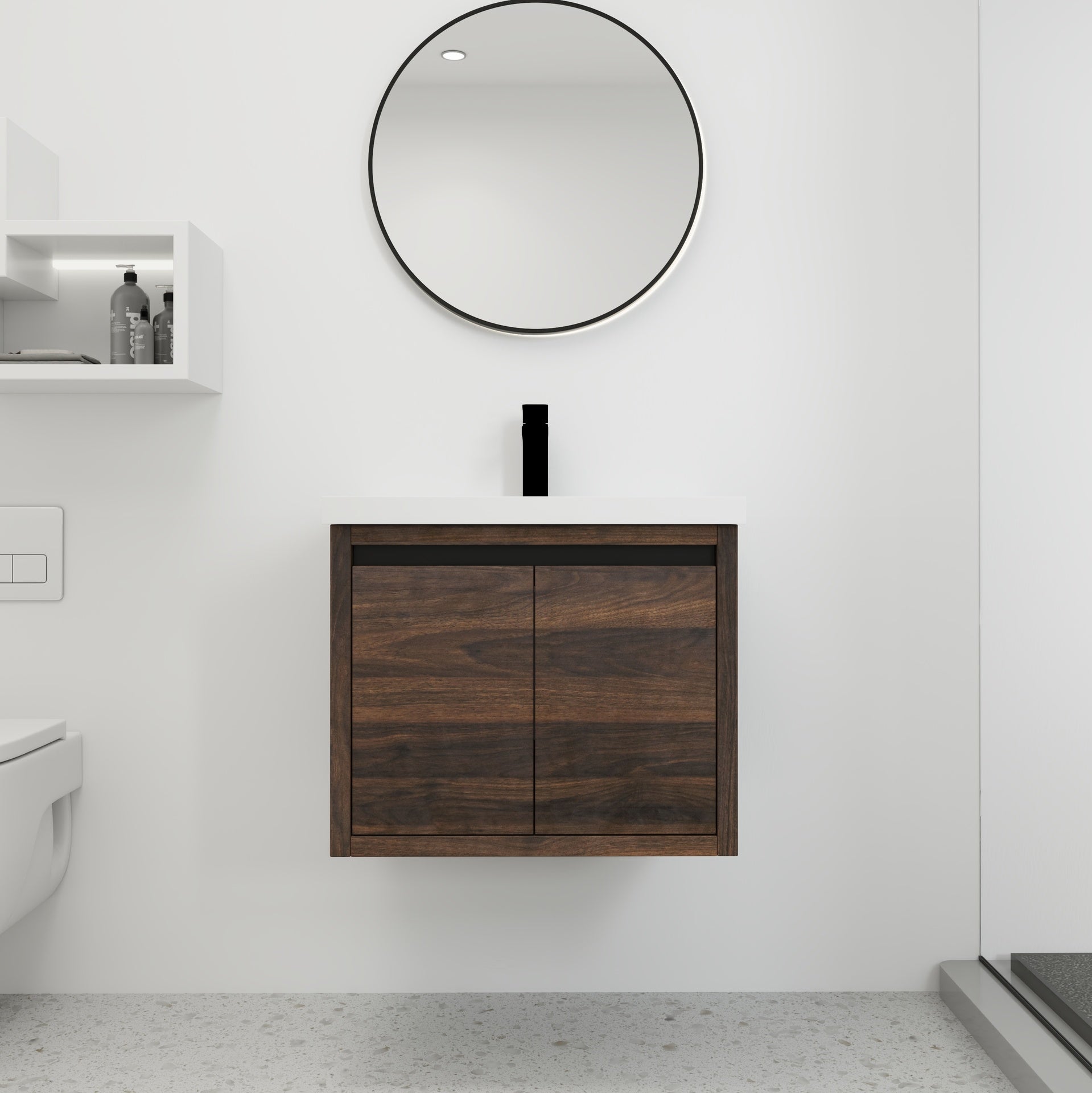 Bathroom Cabinet With Sink,Soft Close Doors,Float Mounting Design,24 Inch For Small Bathroom,24x18(KD-Packing),W128650530