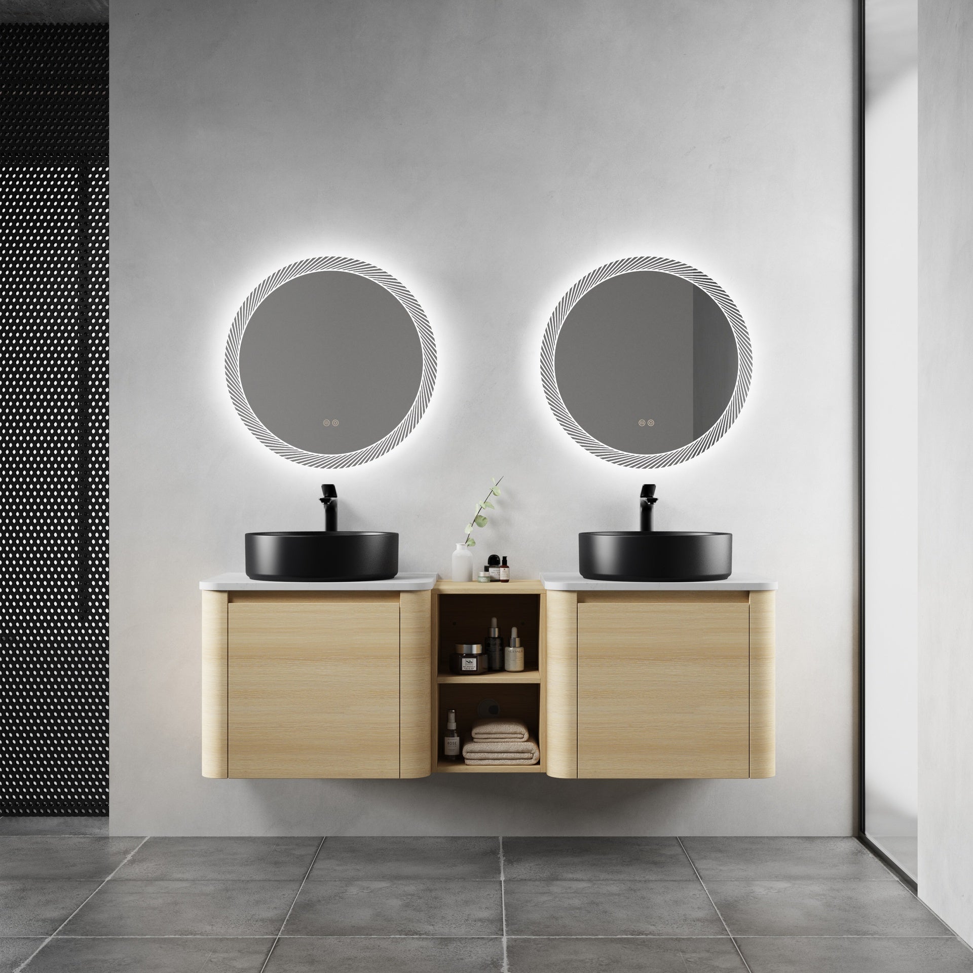 60'' Wall-Mounted Bathroom Vanity With Ceramic Art Sink, and 1-Storage Shelves, Soft-Close Door, KD-Packing, Plywood