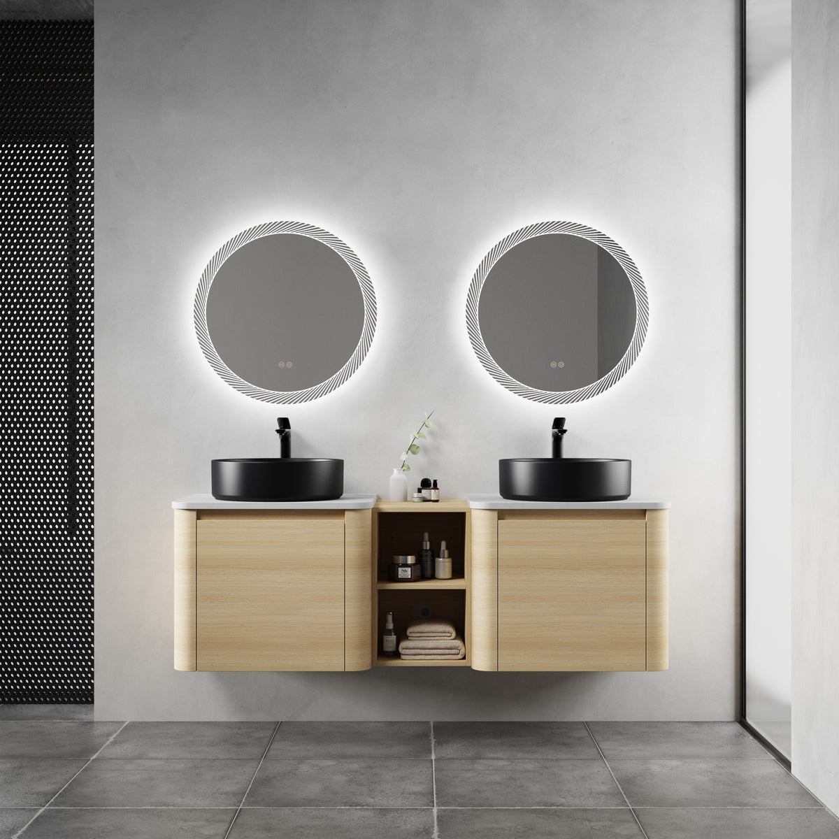60'' Wall-Mounted Bathroom Vanity With Ceramic Art Sink, and 1-Storage Shelves, Soft-Close Door, KD-Packing, Plywood