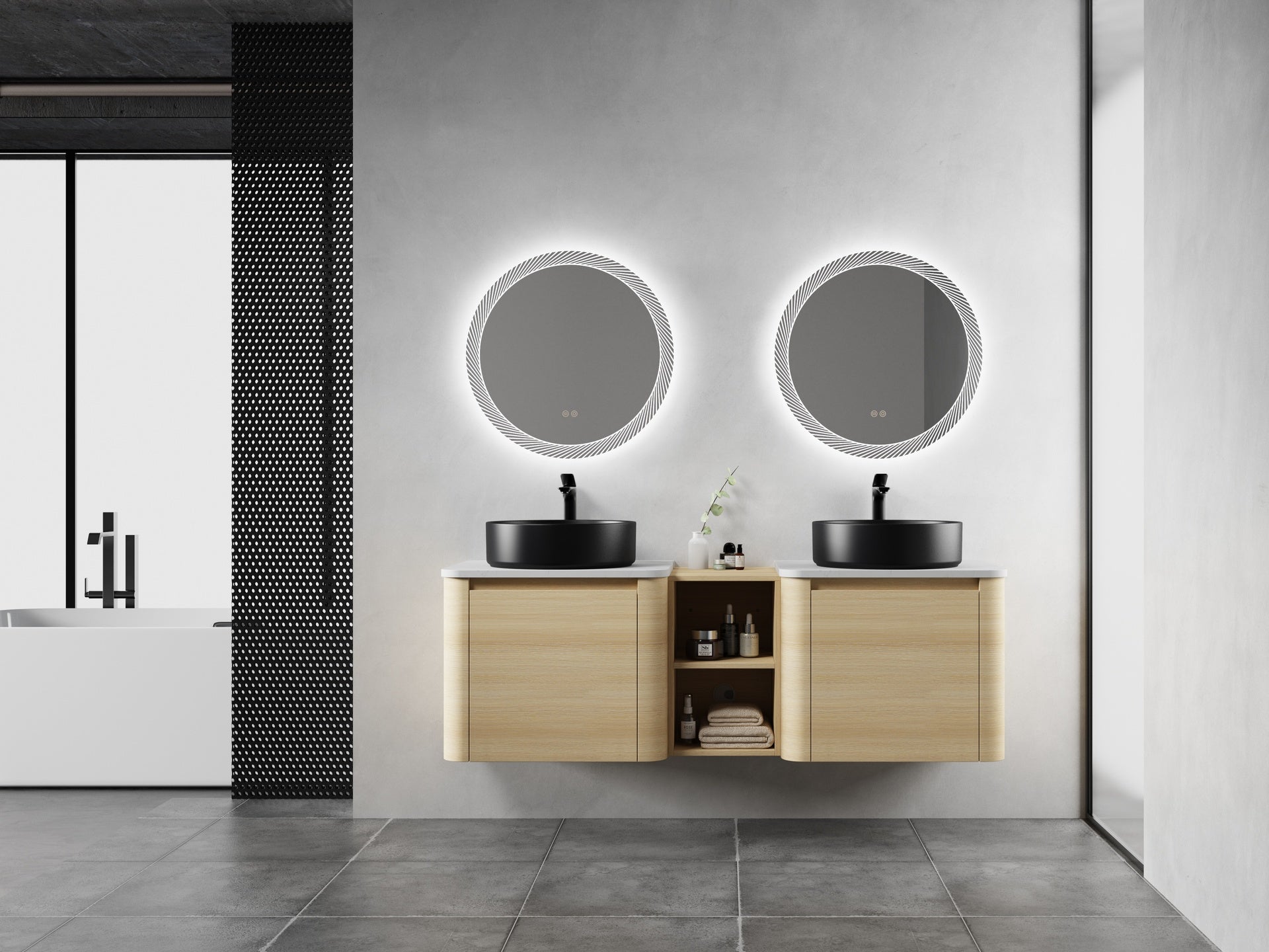 60'' Wall-Mounted Bathroom Vanity With Ceramic Art Sink, and 1-Storage Shelves, Soft-Close Door, KD-Packing, Plywood