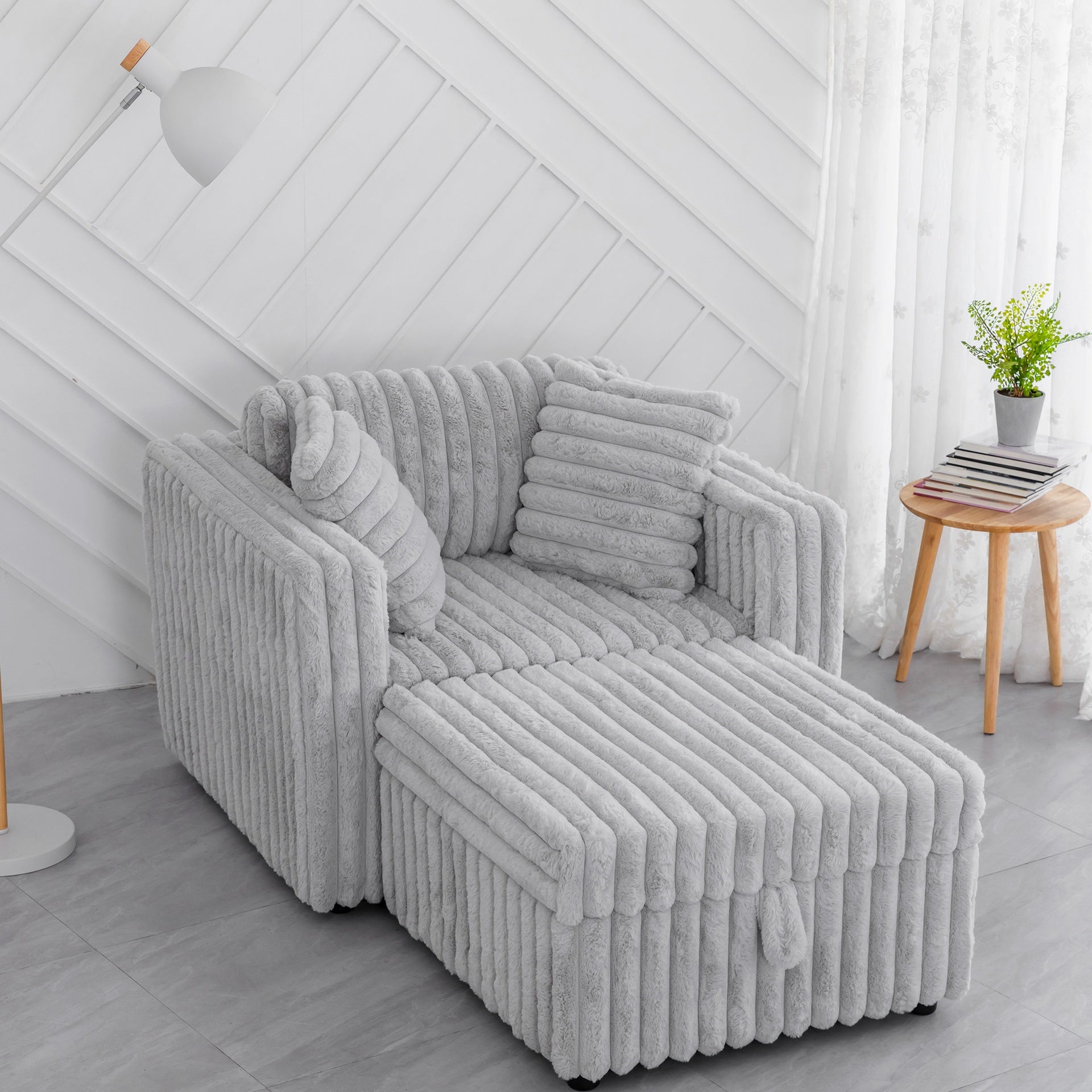 44.9"Soft  Modular Sofa Single - Very Comfortable & Stylish. Matches 30.7" Ottoman with Hydraulic Lift. Ideal for Bedroom & Living Room, Light gray