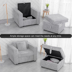 44.9"Soft  Modular Sofa Single - Very Comfortable & Stylish. Matches 30.7" Ottoman with Hydraulic Lift. Ideal for Bedroom & Living Room, Light gray