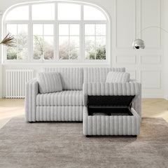 75.6"Soft  Modular 2-person Sofa with Hydraulic Lift. Highly Comfortable & Stylish. Matches 30.7" Ottoman. Ideal for Bedroom & Living Room. Light gray