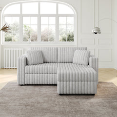 75.6"Soft  Modular 2-person Sofa with Hydraulic Lift. Highly Comfortable & Stylish. Matches 30.7" Ottoman. Ideal for Bedroom & Living Room. Light gray