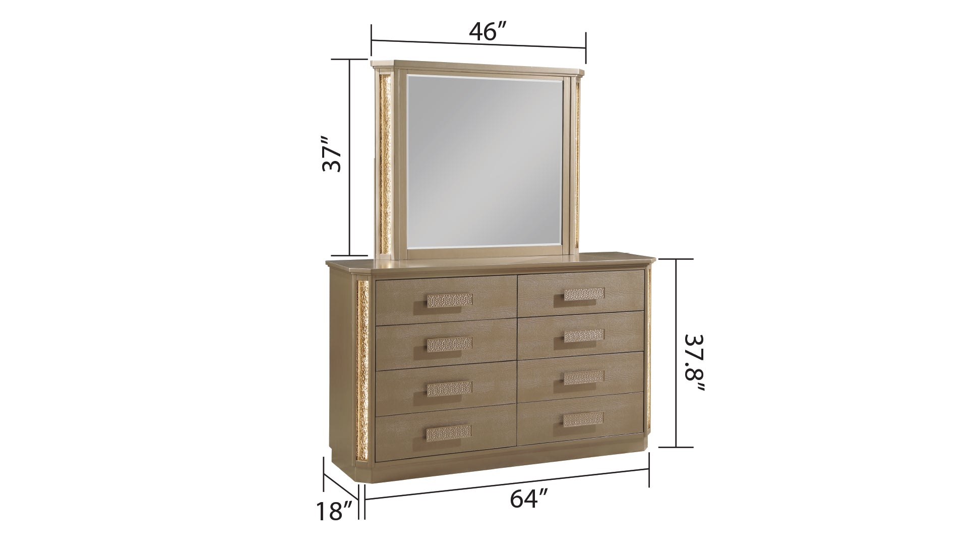 Medusa Dresser Made with Wood in Gold Finish(INCLUDES DRESSER ONLY) same as G150109078  (NJ inventory)