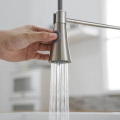 Commercial Brushed Nickel Kitchen Faucet with Pull out Sprayer, Single Handle Single Lever Kitchen Sink Faucet