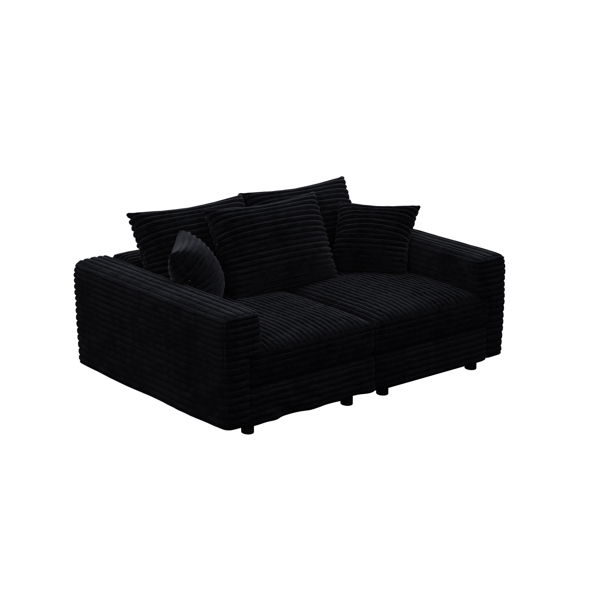 82.7 "Plush Corduroy 3-Seat Sofa,Modern Comfy Upholstered Sofa Cloud Couch,Deep Seat Couches with Soft Pillows and 1 Ottomans,Convertible Sofa Lounge Chair,Black (Old SKU:W1885S00150)