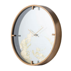 D15.7x2.4" Minimalist Mirrored Clock, Gold