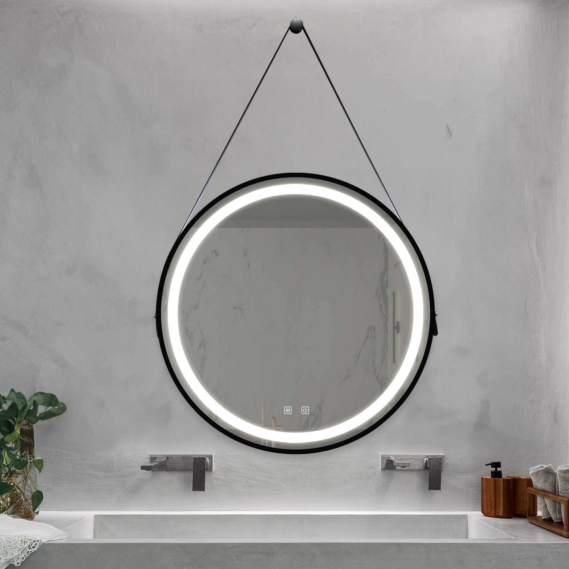 32inch Bathroom Led Classy Vanity Mirror with focused backplane,Black aluminum alloy frame,High Lumen,Dimmable Touch,Wall Switch Control, Anti-Fog ,CRI 95 Adjustable 3000K-4500K-6000K ,IP54 Waterproof