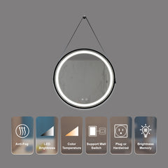 32inch Bathroom Led Classy Vanity Mirror with focused backplane,Black aluminum alloy frame,High Lumen,Dimmable Touch,Wall Switch Control, Anti-Fog ,CRI 95 Adjustable 3000K-4500K-6000K ,IP54 Waterproof