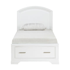 Modern White Finish Twin Platform Bed with Footboard Storage Transitional Bedroom Furniture 1pc
