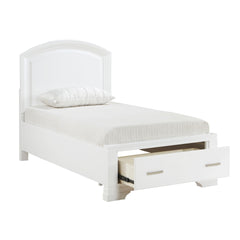 Modern White Finish Twin Platform Bed with Footboard Storage Transitional Bedroom Furniture 1pc