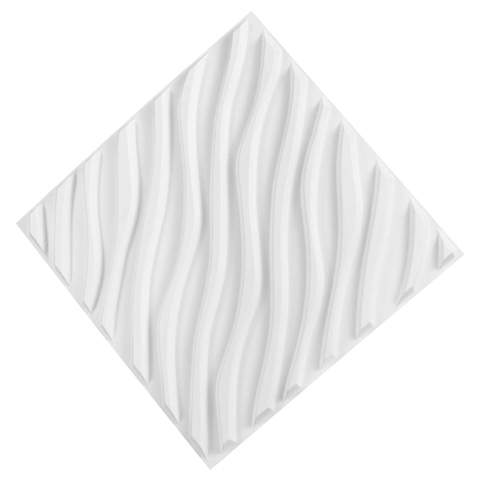 3D Wall Panels 12-Pack 19.7 x 19.7 inch PVC 32 Sq.Ft Coverage Wave Matte White