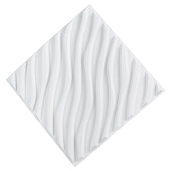 3D Wall Panels 12-Pack 19.7 x 19.7 inch PVC 32 Sq.Ft Coverage Wave Matte White