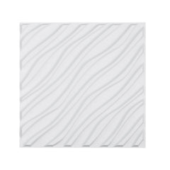 3D Wall Panels 12-Pack 19.7 x 19.7 inch PVC 32 Sq.Ft Coverage Wave Matte White